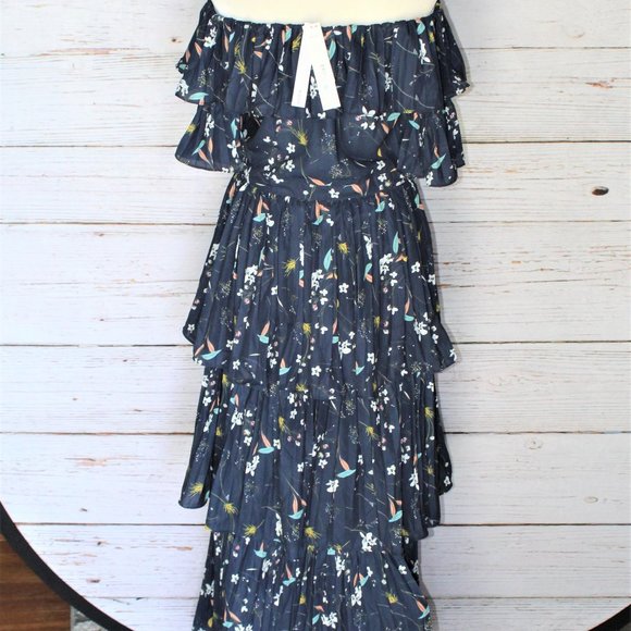 Aqua Bloomingdale’s Exclusive Pleated Tiered Floral Maxi Dress - Picture 14 of 15